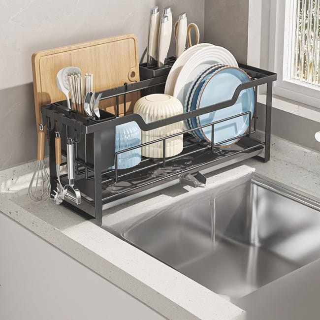 Égouttoir à Vaisselle Compact En Inox - Support Pour Assiettes Et Bols, Gain De Place Pour évier