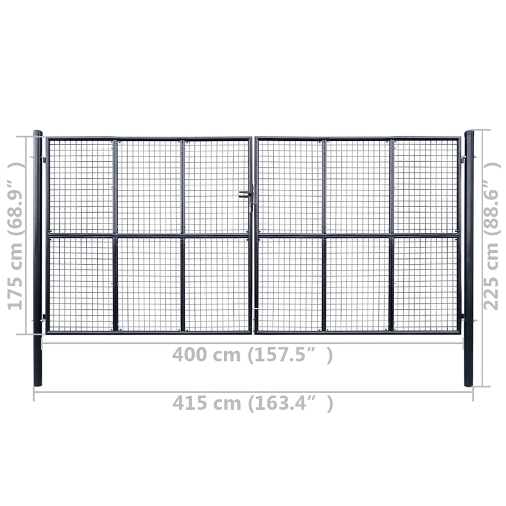 Portail en maille de jardin Acier galvanisé 400x175 Gris 2 - 6