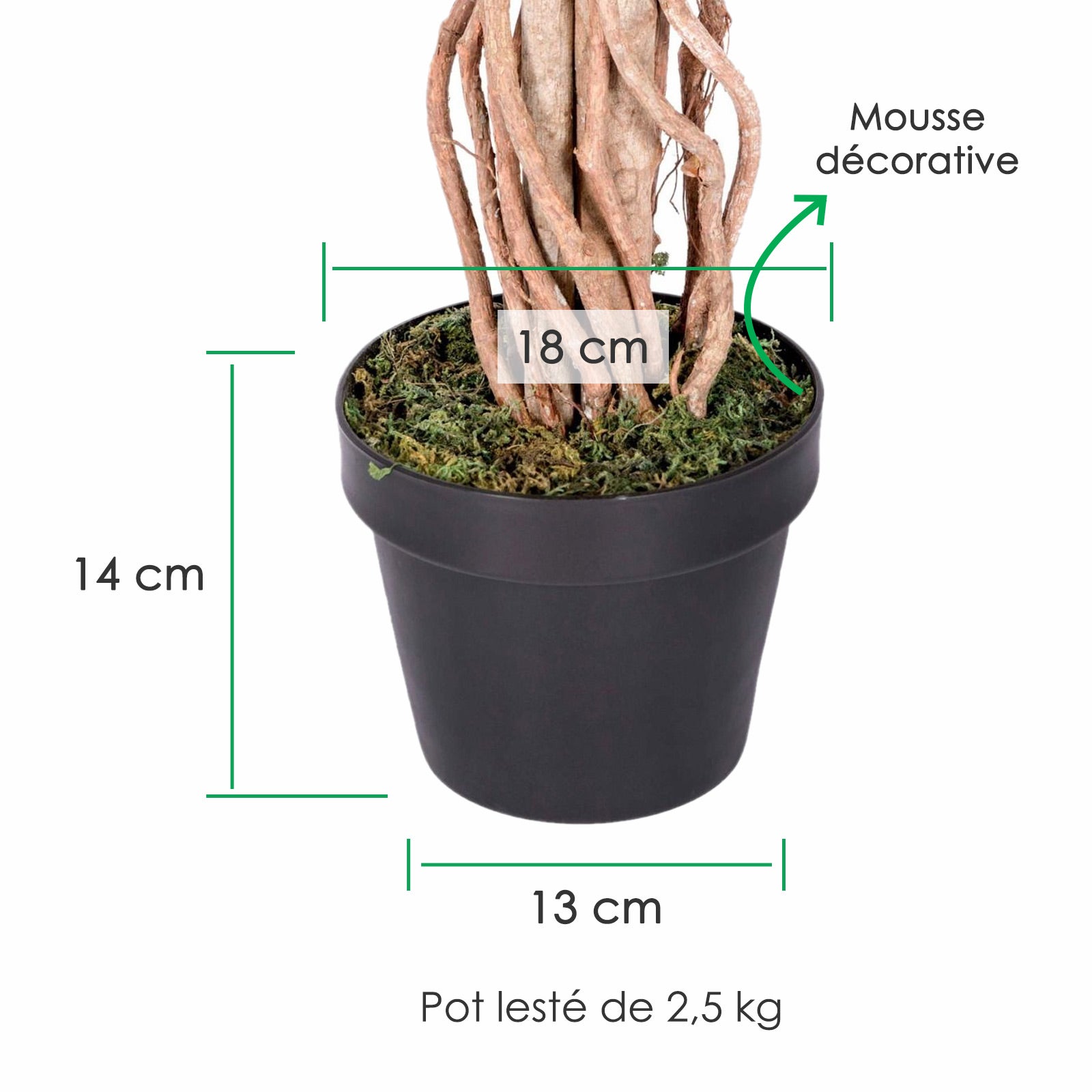 Ficus artificiel en pot - Ficus Benjamina panaché - Homescapes - Arbre artificiel - 122 cm - 3