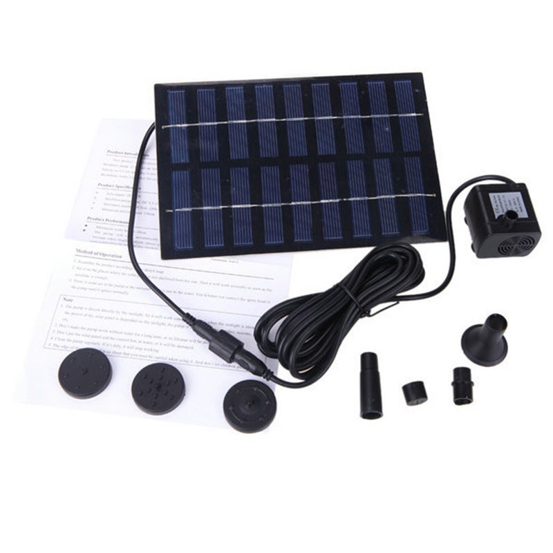 Solarna pompa fontannowa, 9 V, 1,8 W, 165 l/h, zestaw do podlewania fontanny, basenu, oczka wodnego, ogrodu