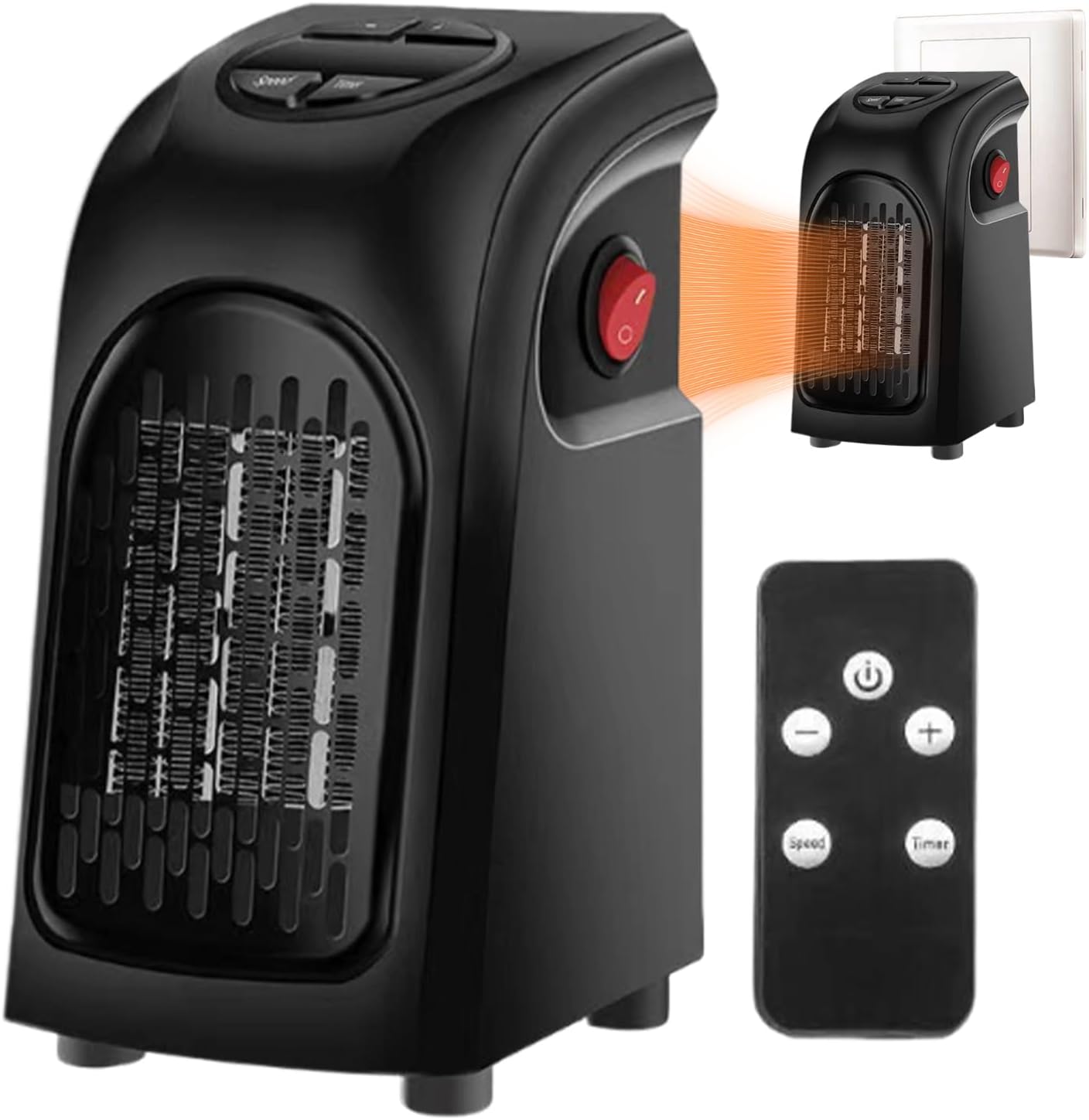 Chauffage Mural Céramique 600W Avec Télécommande - Thermostat 15-32°C, Minuterie 1-12h, Silencieux, Pour Salle De Bain, Chambre - Blanc - 7