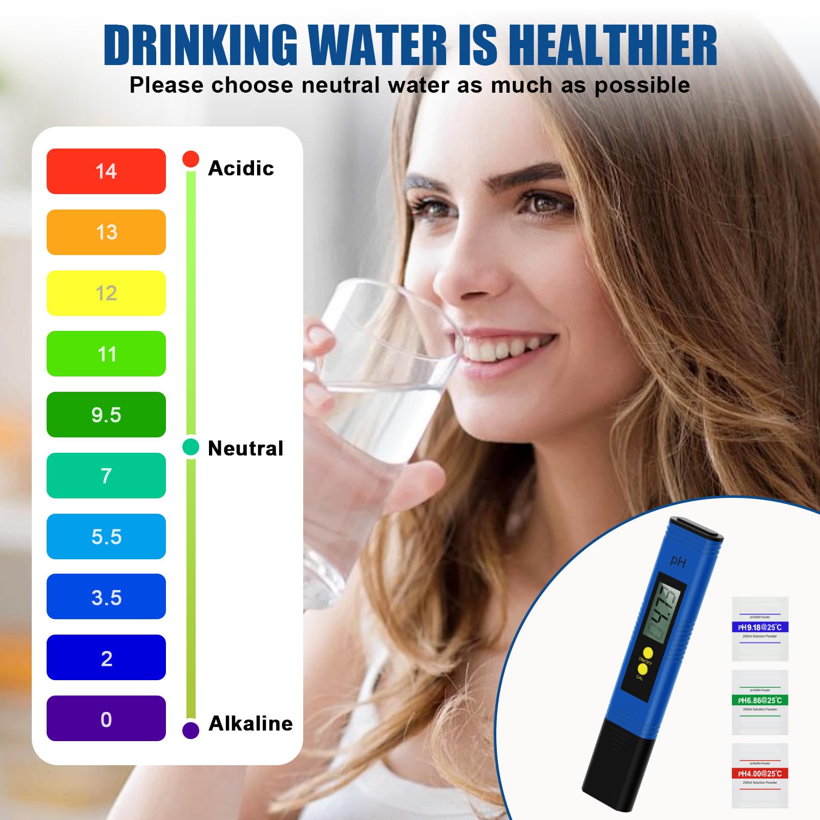 PH Mètre Numérique, PH Testeur 0-14 PH 0.01 Haute Précision Testeur, PH Piscine Testeur avec Fonction D'étalonnage Automatique, Testeur pH Mètre - 5
