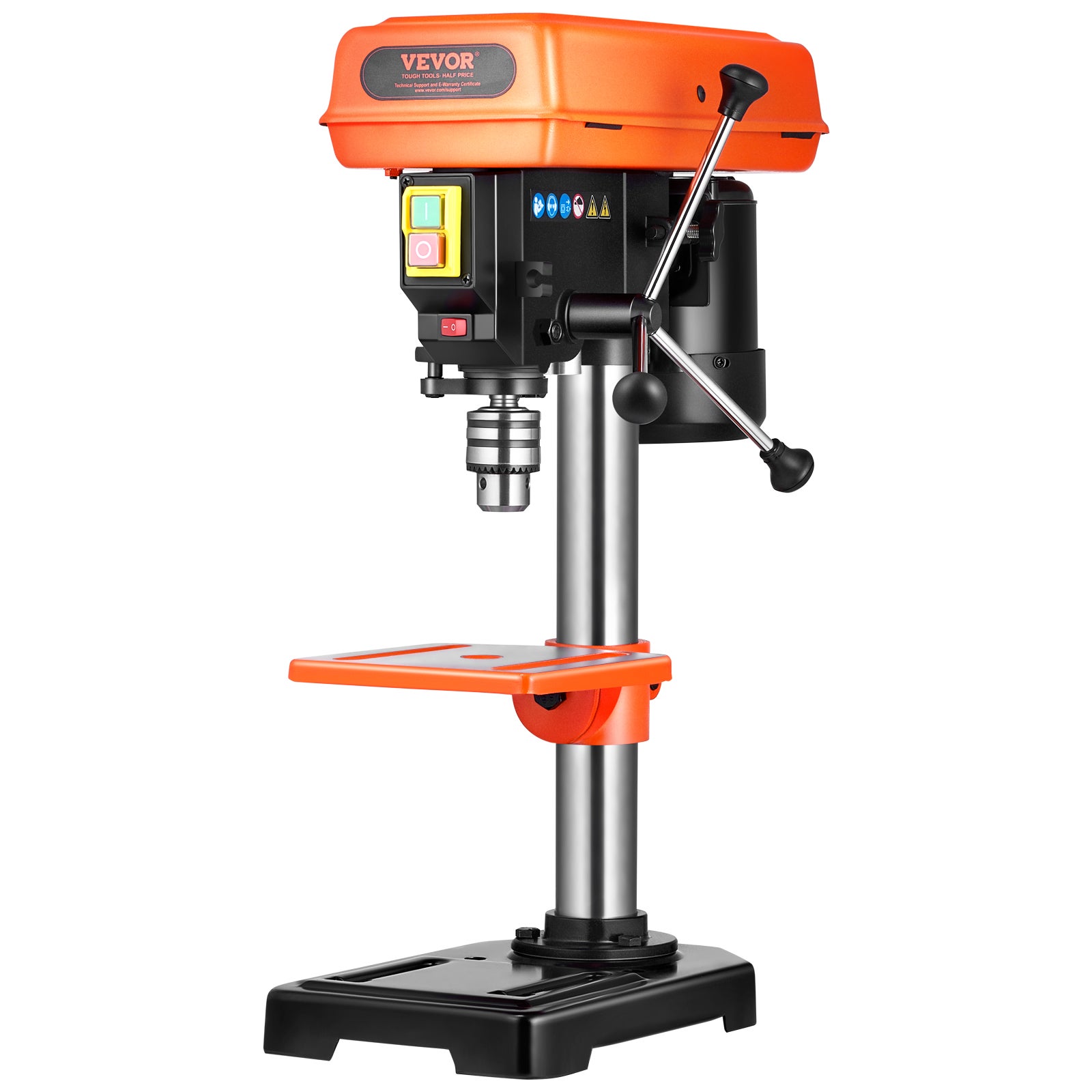 Wiertarka stolowa 8 cali VEVOR 500 W 5 predkosci LED stol pochylany 45 stopni precyzyjne wiercenie drewno metal DIY