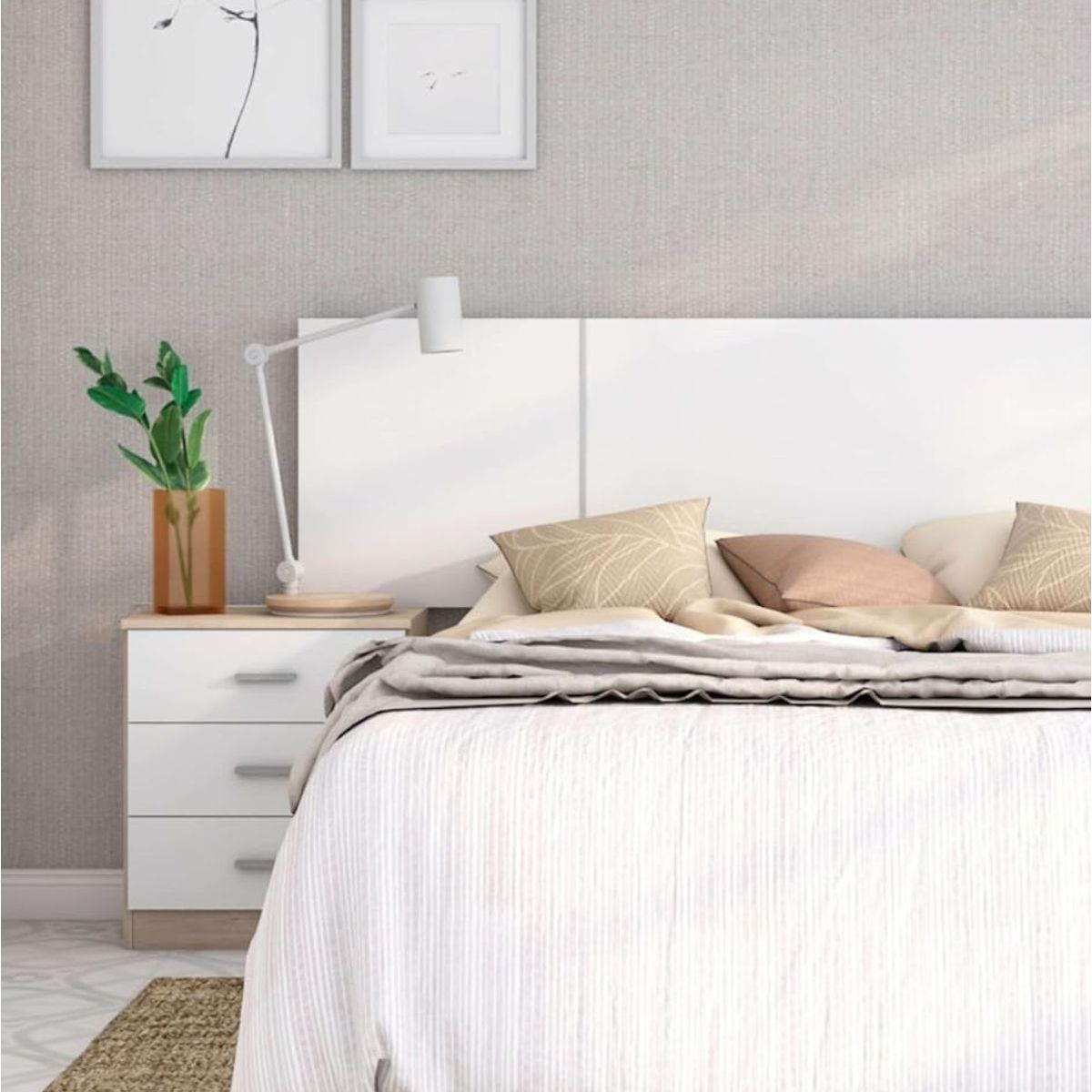 Mesita de noche tres cajones Couple Sahara - Blanco Mate - 4