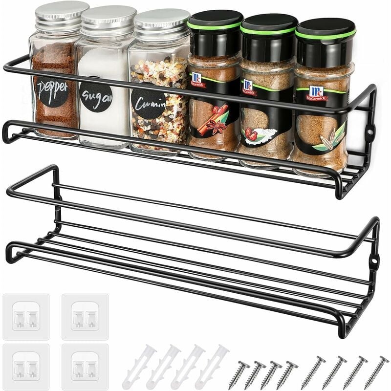 Półka na przyprawy - Stal nierdzewna - Półka na przyprawy - 2 sztuki - Czarny