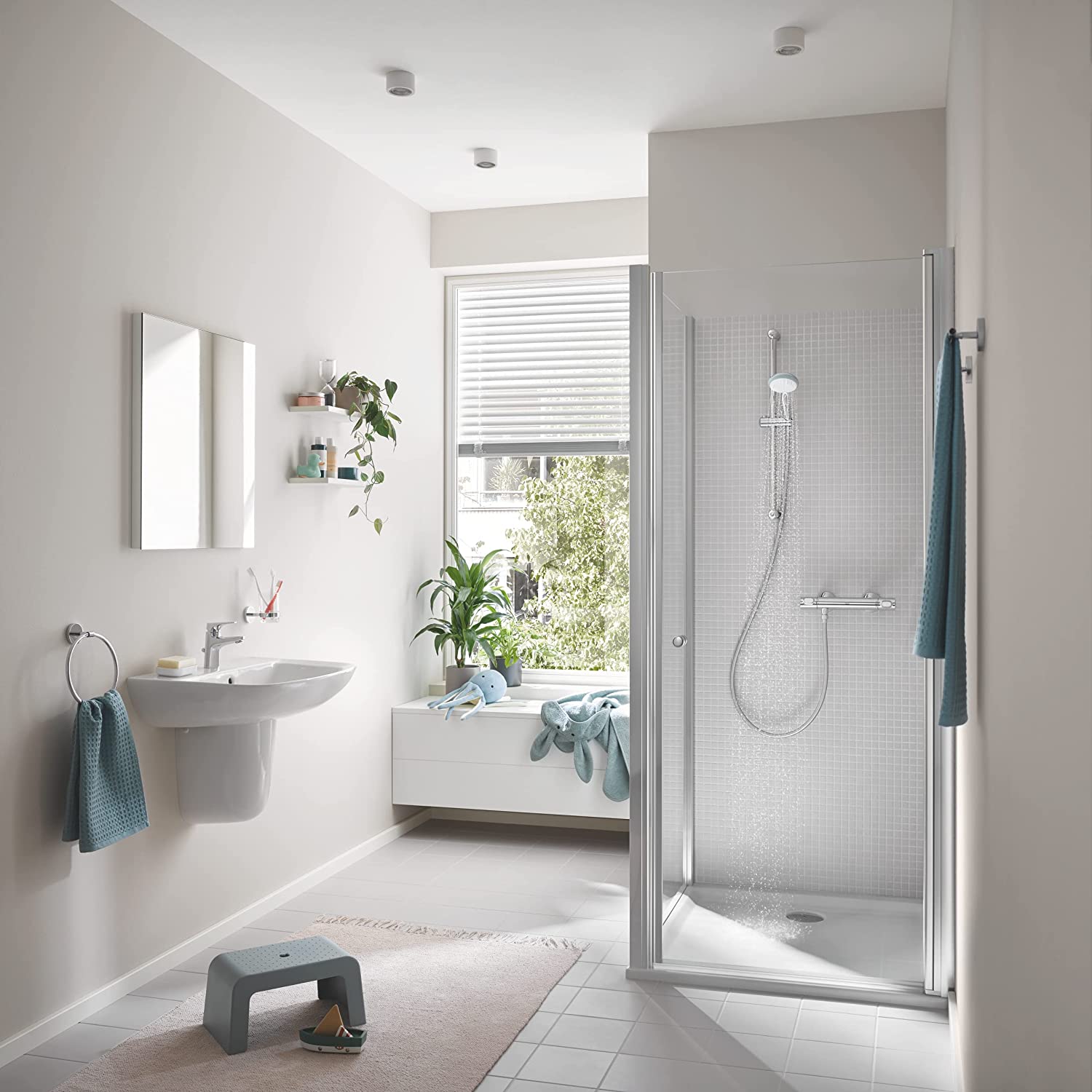Pommeau Douche ABS Chromé EXFEA | 1/2'' - Débit Start/stop | Camping, Caravane, Bateau