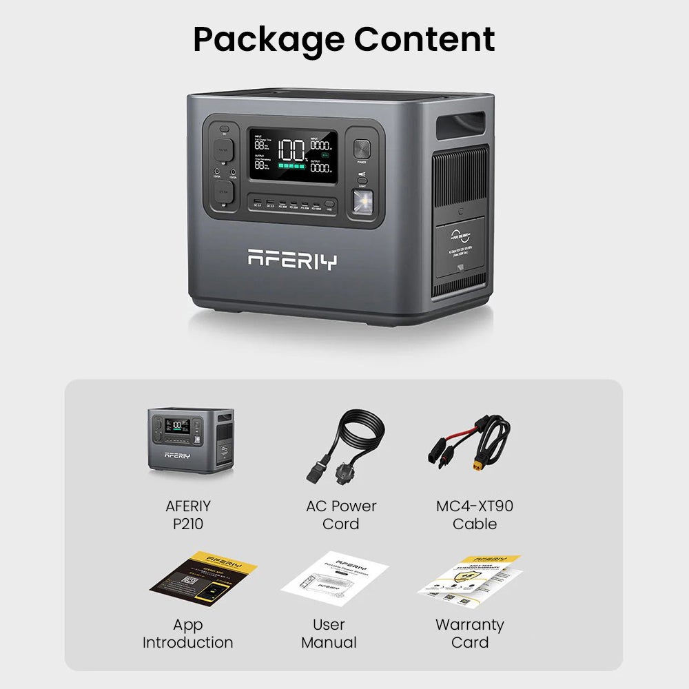 Centrale électrique portable AFERIY P210 - AC 2400W - batterie LiFePO4 2048Wh - entrée solaire de 500&nbsp;W et contrôle par application - 9
