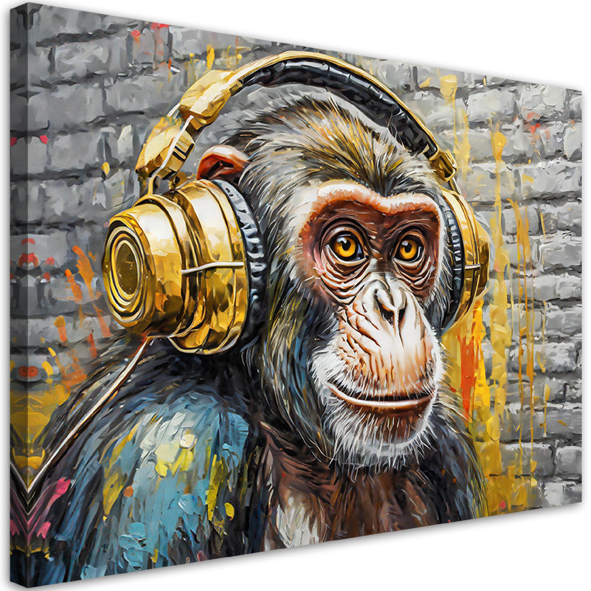 Obraz na płótnie, Małpa Dj 60x40
