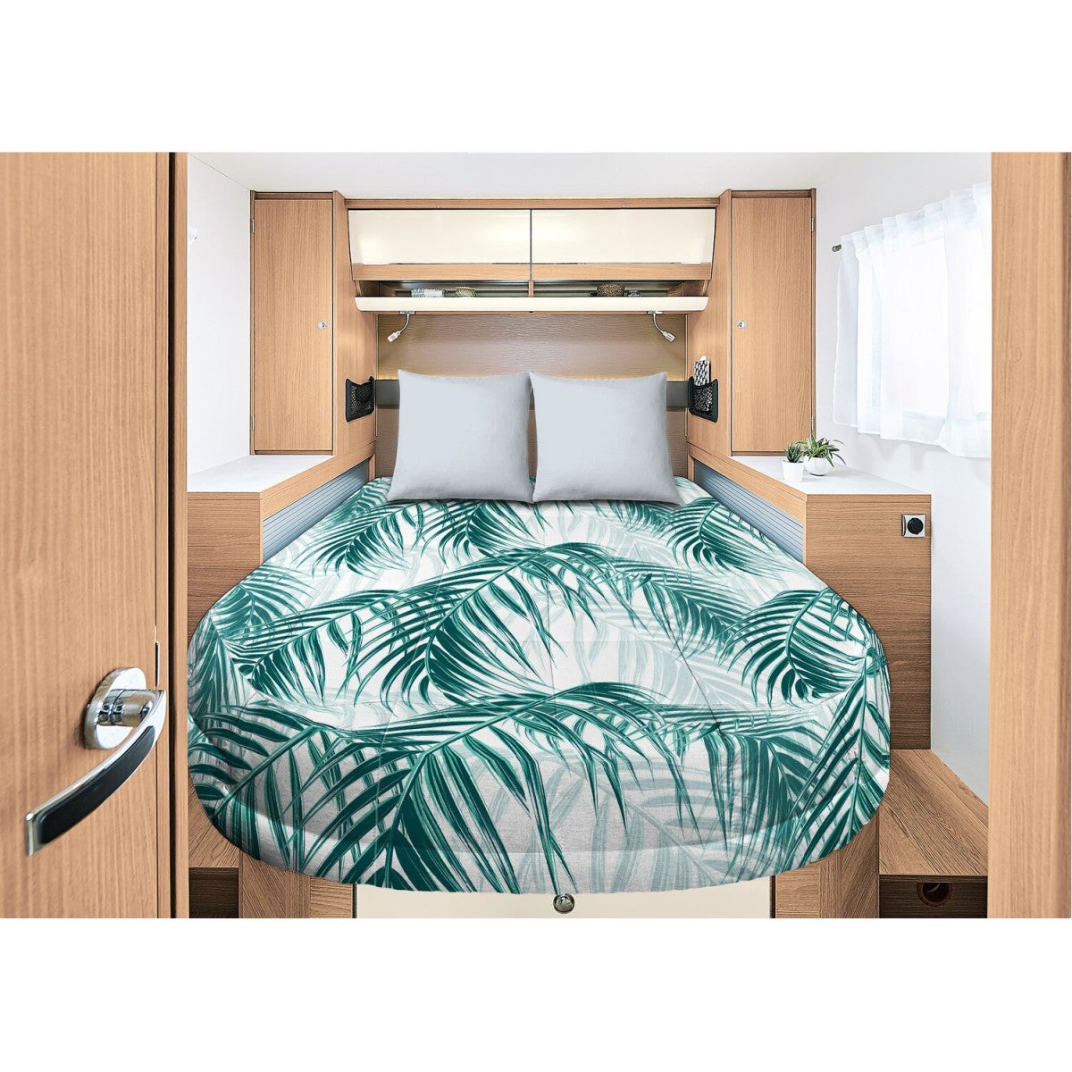 InCasa Prêt à Dormir Art Déco 160x210 Cm - Couette 2 En 1 Été/Hiver En Percale De Coton