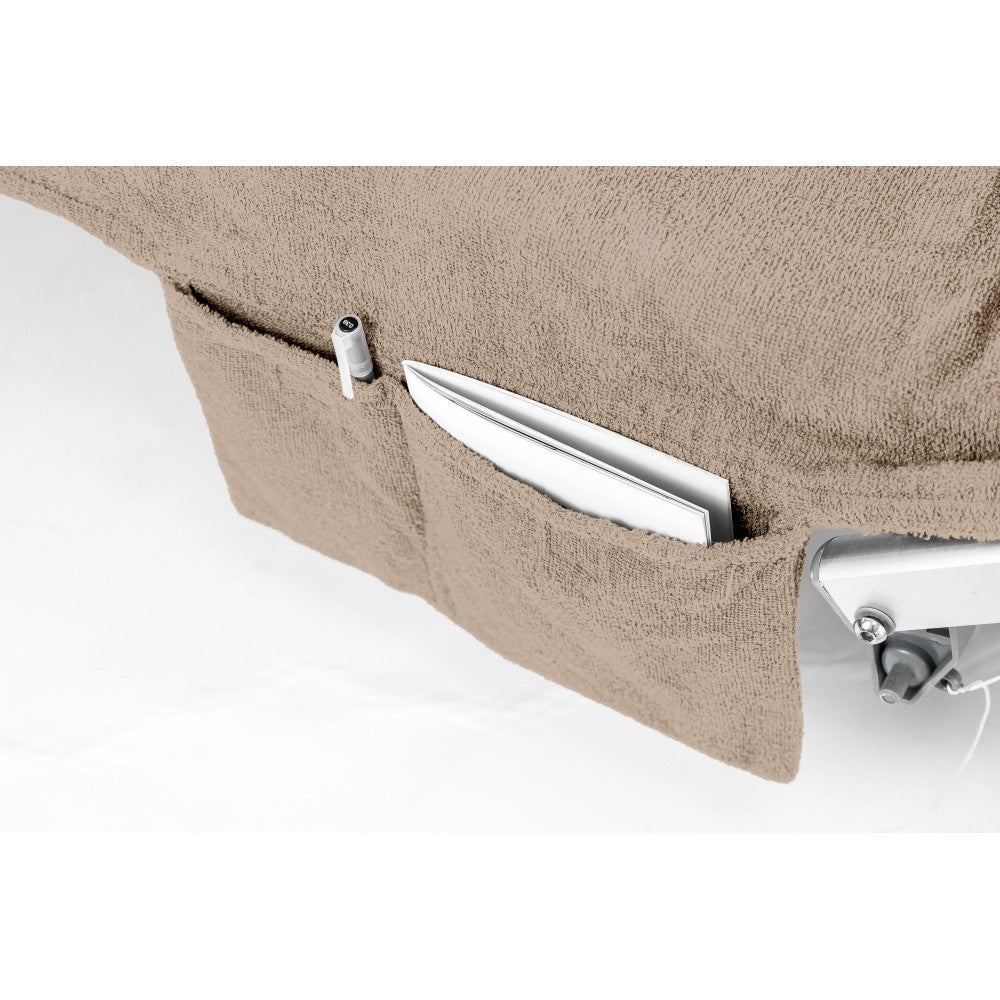 Telo Mare Per Lettino In Cotone 75x195 Cm - Beige, Con Tasche E Cuscino, Certificato OEKO-TEX, Sacco Incluso - Foto 2