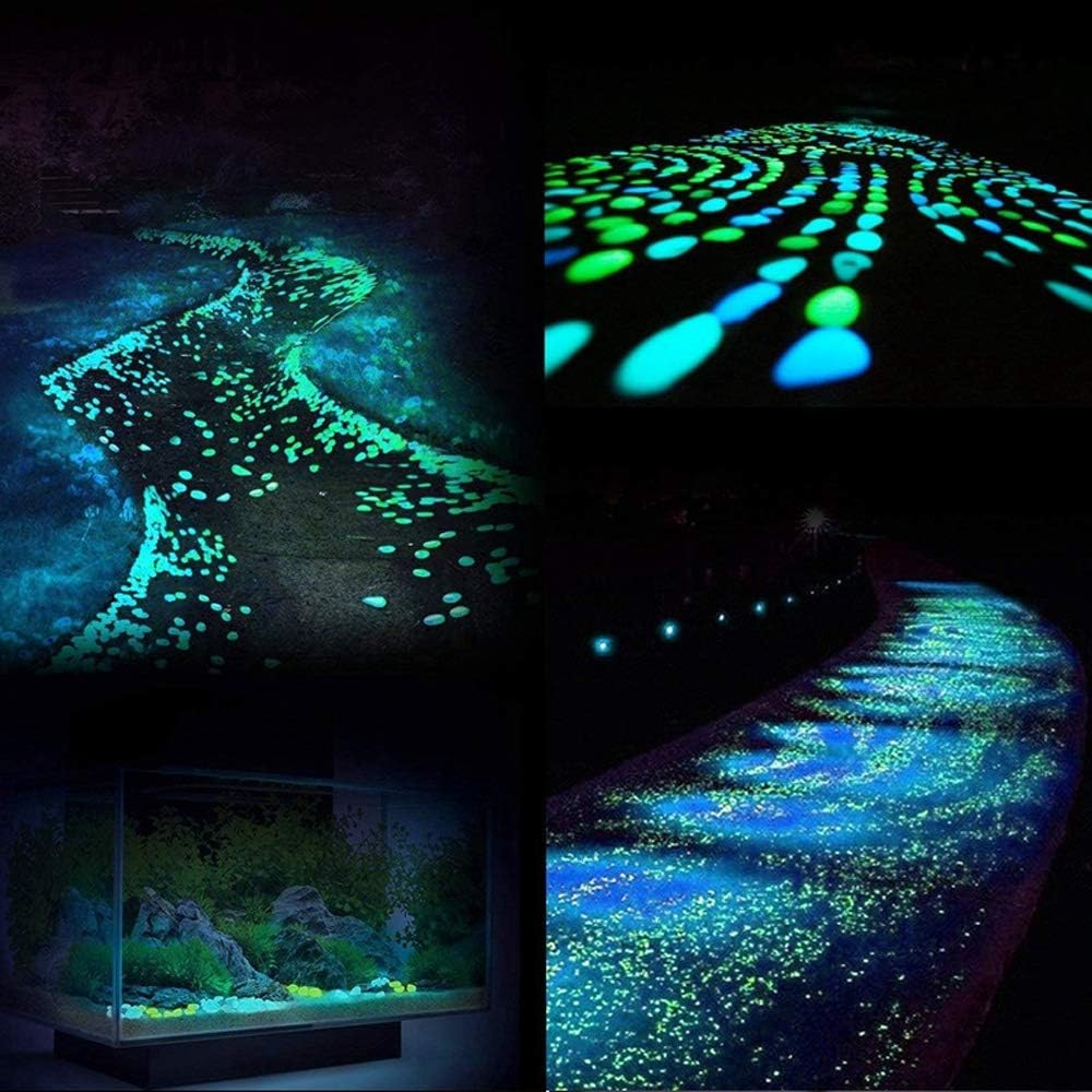 300 piedras luminosas que brillan en la oscuridad para decoración de jardines, caminos, acuarios, patios y céspedes. Color blanco, 17-13 mm. - 5