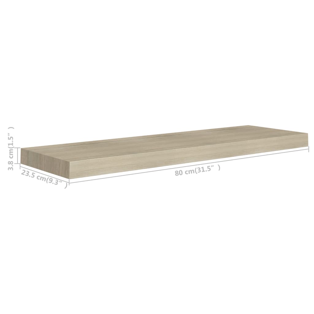 Étagère flottante murale | Étagère de rangement chêne 80x23,5x3,8 cm MDF CFW936588 - 7