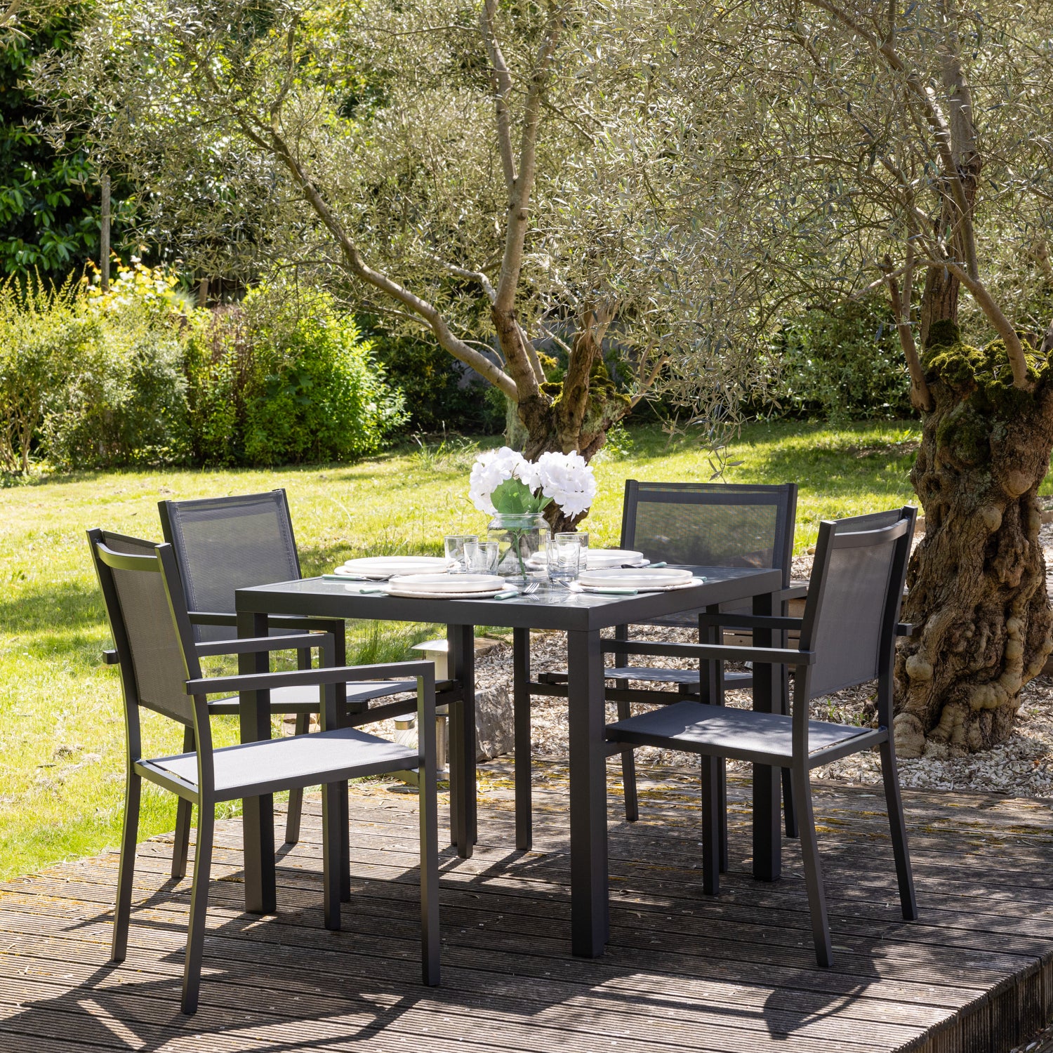 Silla Terraza Exterior Juego De Sillas De Jardín Gris Y Negro