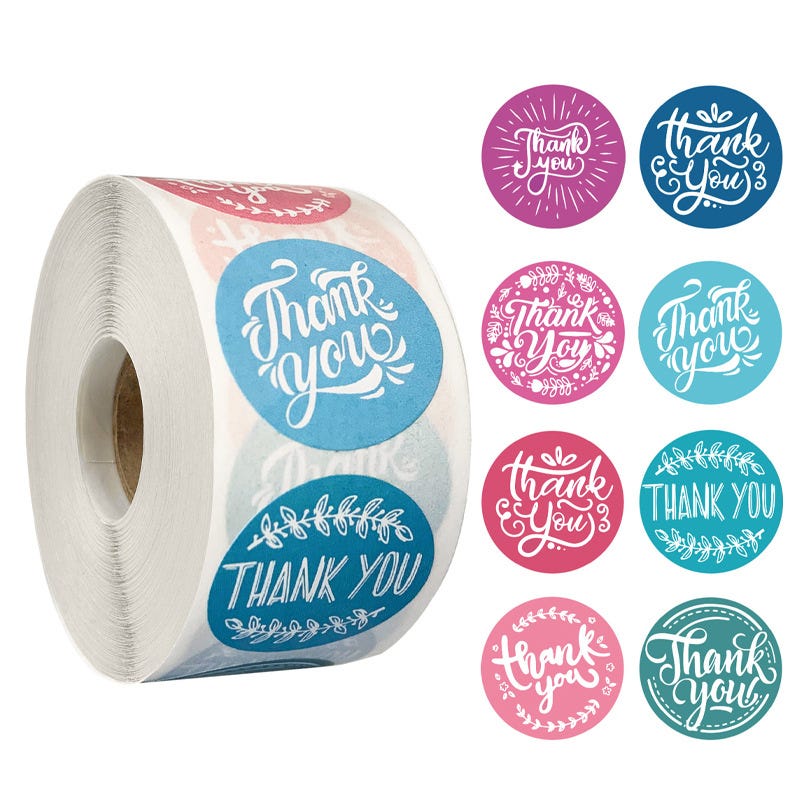 1 rotolo/500 adesivi di ringraziamento rotondi autoadesivi per etichette di carta per regali di ringraziamento, matrimoni, compleanni, ringraziamenti, confezioni per piccole imprese, 25 mm (4 colori 1 rotolo/500 adesivi di ringraziamento rotondi autoadesivi per etichette di carta per regali di ringraziamento, matrimoni, compleanni, ringraziamenti, confezioni per piccole imprese, 25 mm (4 colori
