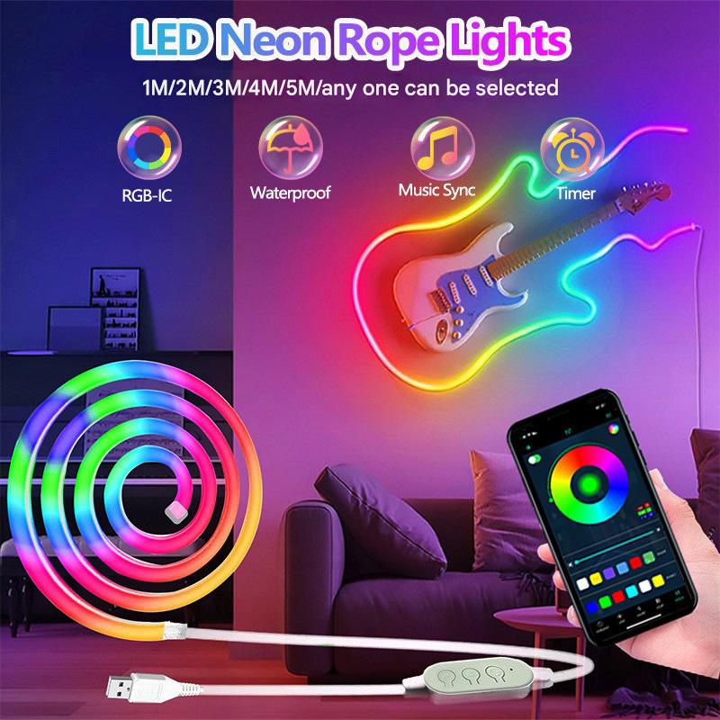 Bande lumineuse LED [Bluetooth USB 3 boutons] [Effet néon] 60 LED/mètre ...
