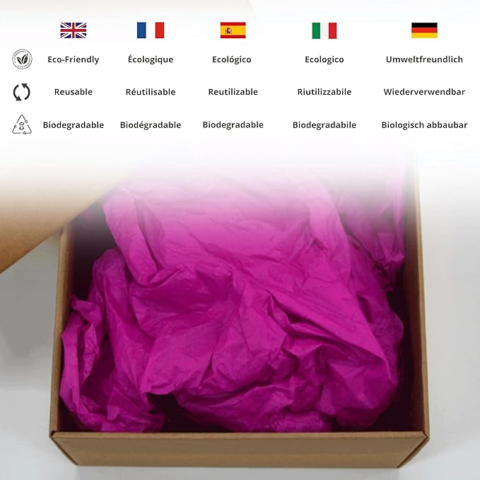 Papier De Soie Rose Baie Sauvage 50x75cm - Pack De 250 Feuilles | Emballage Cadeaux & Protection