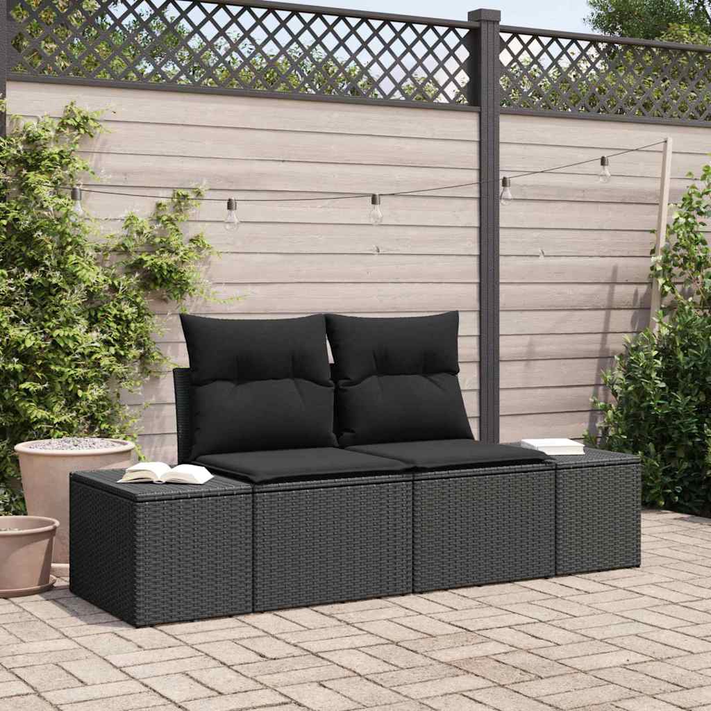 Sofa Ogrodowa z poduszką Czarny 184 x 62 x 69 cm polirattan vidaXL