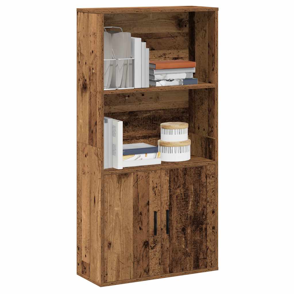 Bibliothèque étagère En Bois D'ingénierie – Dimensions 40 X 35 X 180 Cm, 5 étagères – Style Bois Ancien, Fixation Murale Incluse