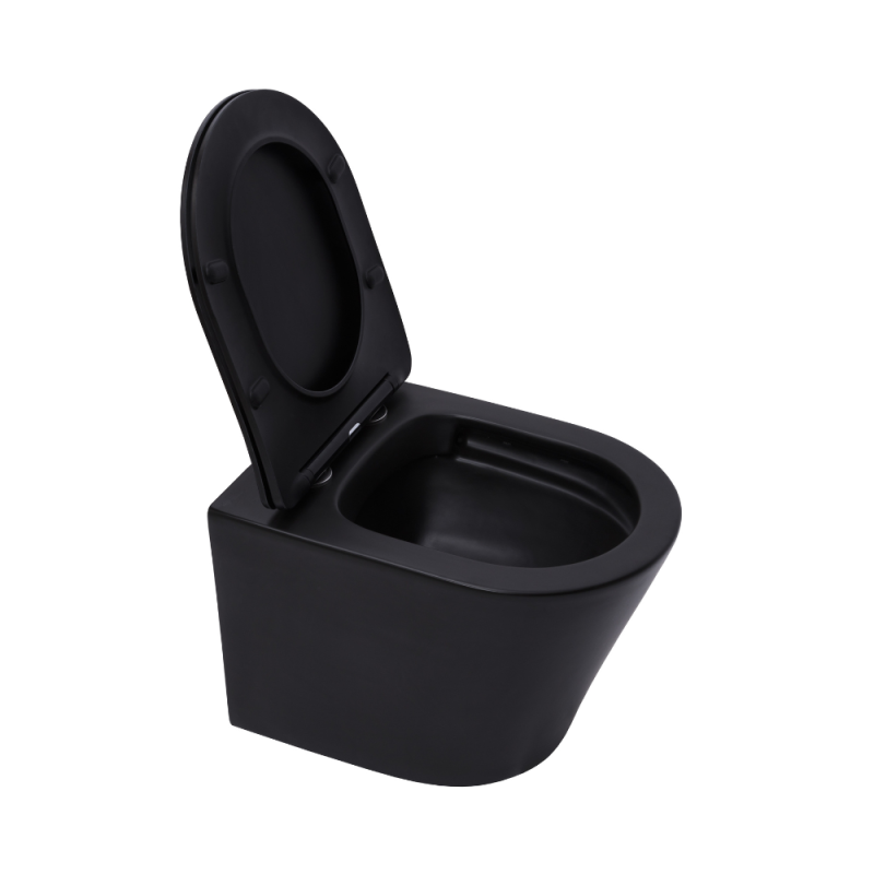 WC suspendu Infinitio noir mat sans bride et fixations invisibles + abattant frein de chute (BlackInfinitio) - 3