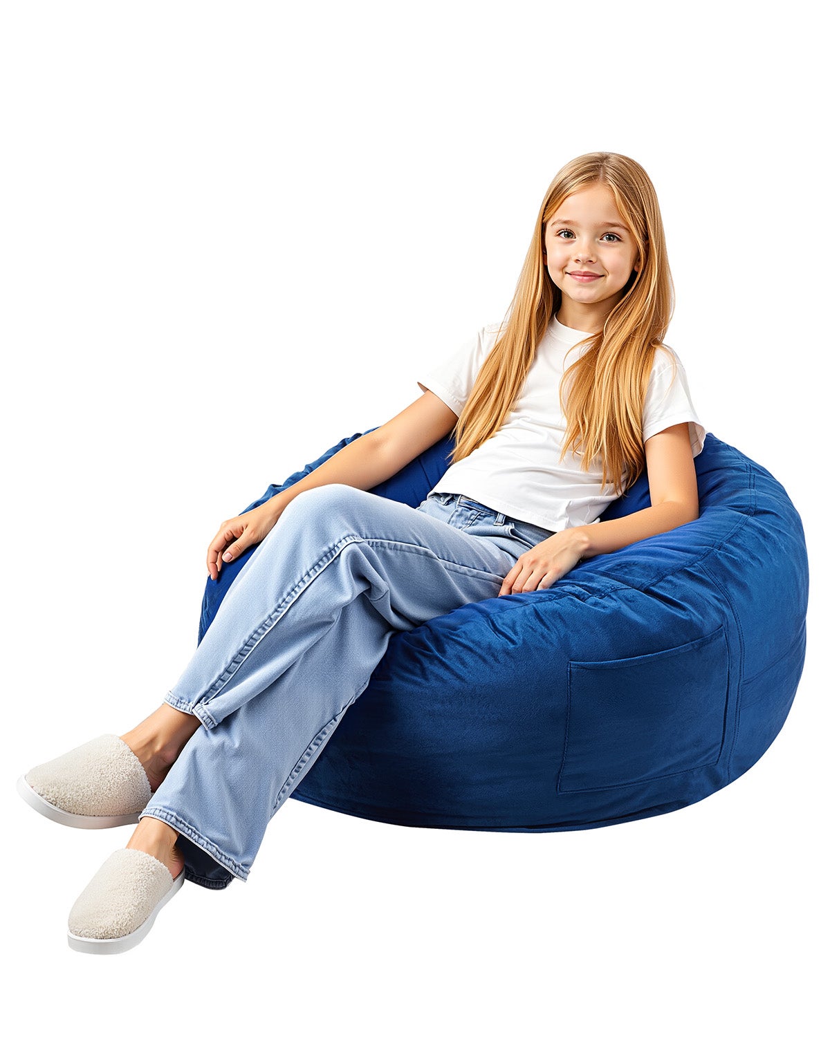 Poduszka na siedzenie Bean Bag Poduszka na siedzenie Bean Bag Gamer Fotel Niebieski 89x89x56cm Zdejmowana VEVOR