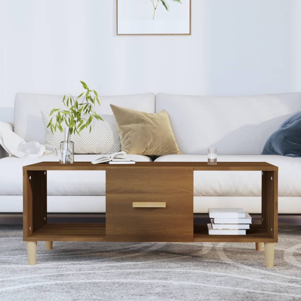 vidaXL Tavolino Salotto Rovere Marrone 70x50x50cm Multistrato Metallo