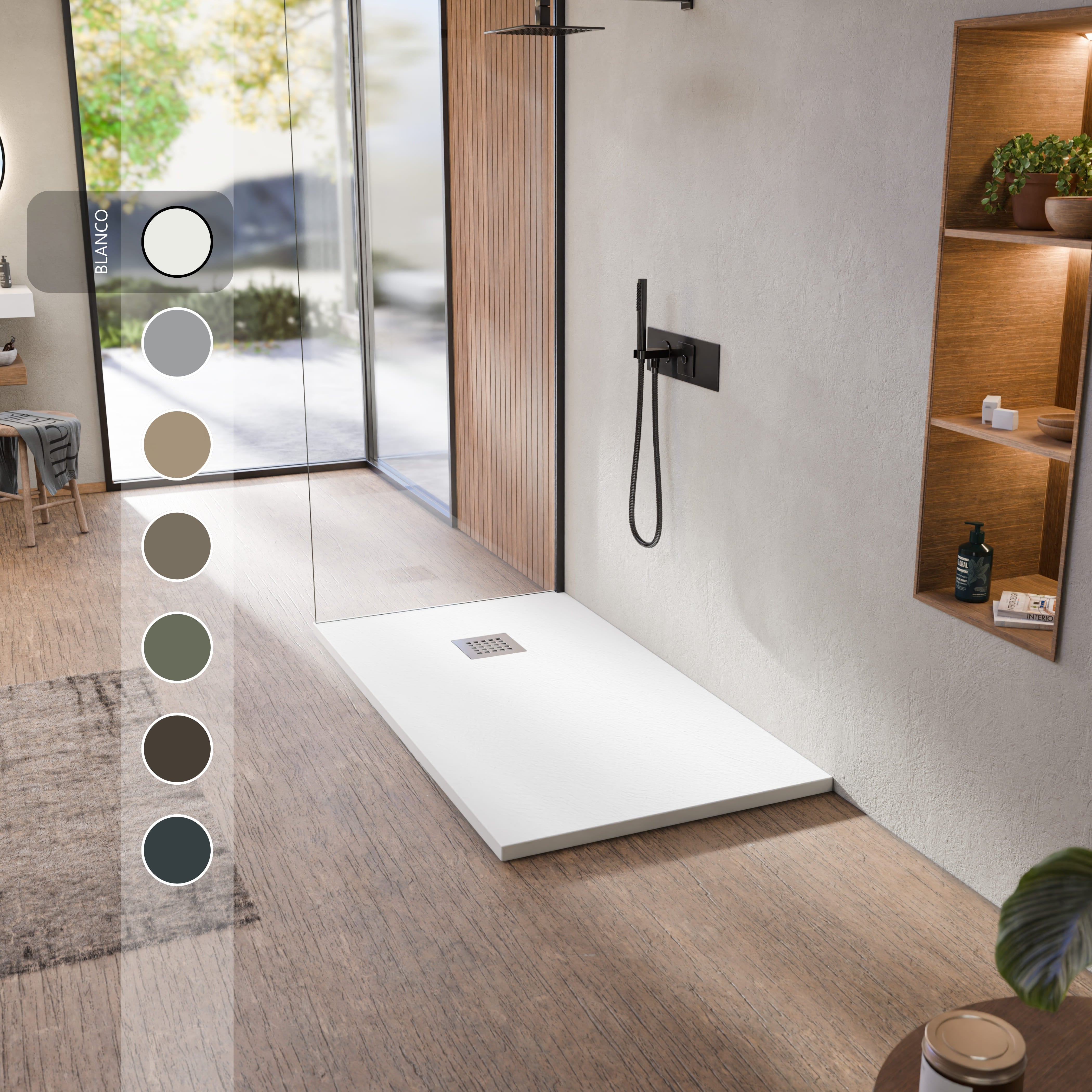 Canal Para Ducha Enlosable De 900x70 Mm, Altura Ajustable, Con Rejilla Y Desagüe - Acero Inoxidable Y Plástico