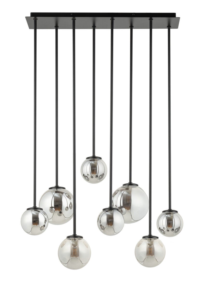 Lampa wisząca Tulia czarno-szara 8xG9x12W dekoracyjna wym: 90 x 56 x 19 cm szkło SIGMA