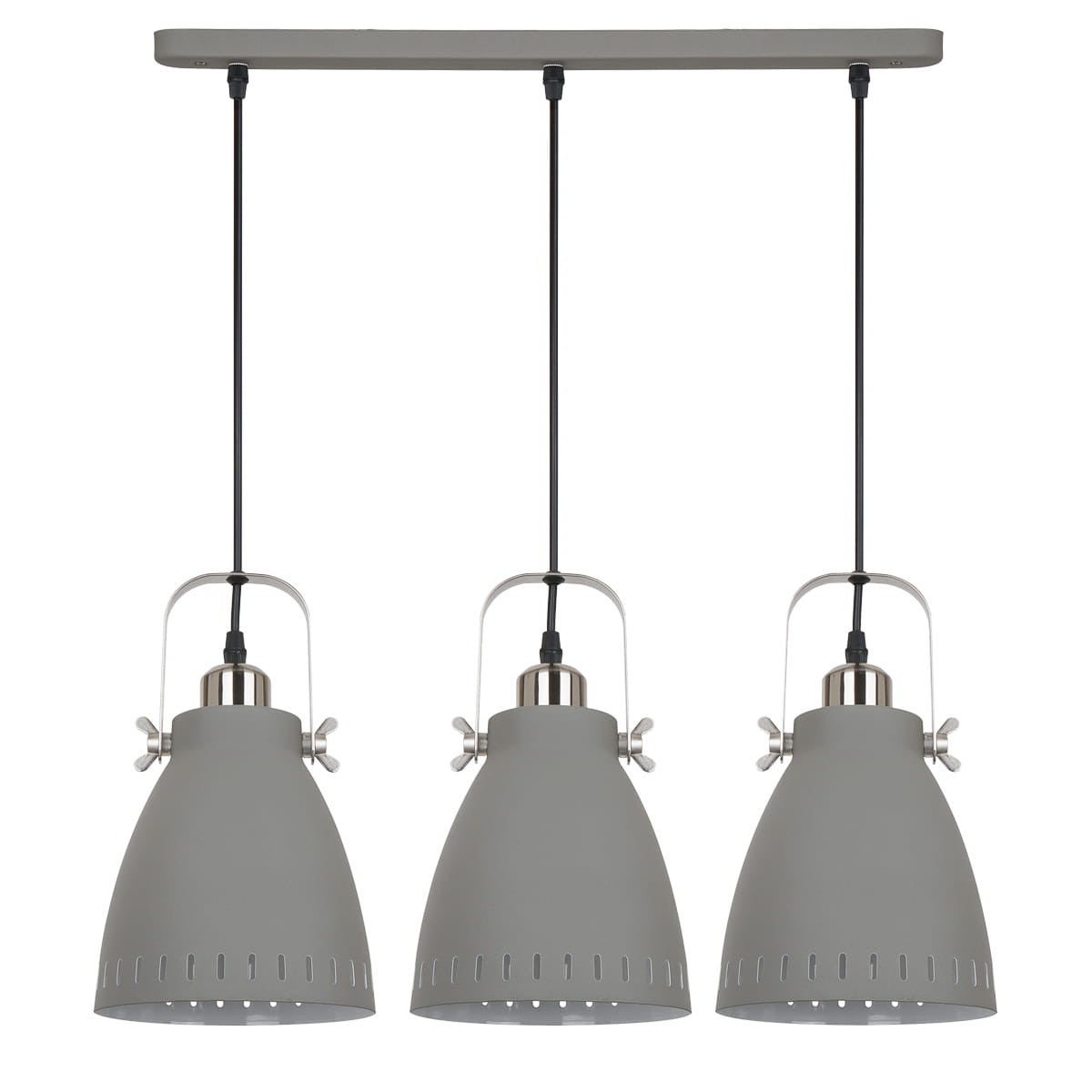 Lampa wisząca Franklin szary piaskowana-satynowany 3xE27x60W industrialna wym: 178,3 x 59 x 17 cm metal Italux