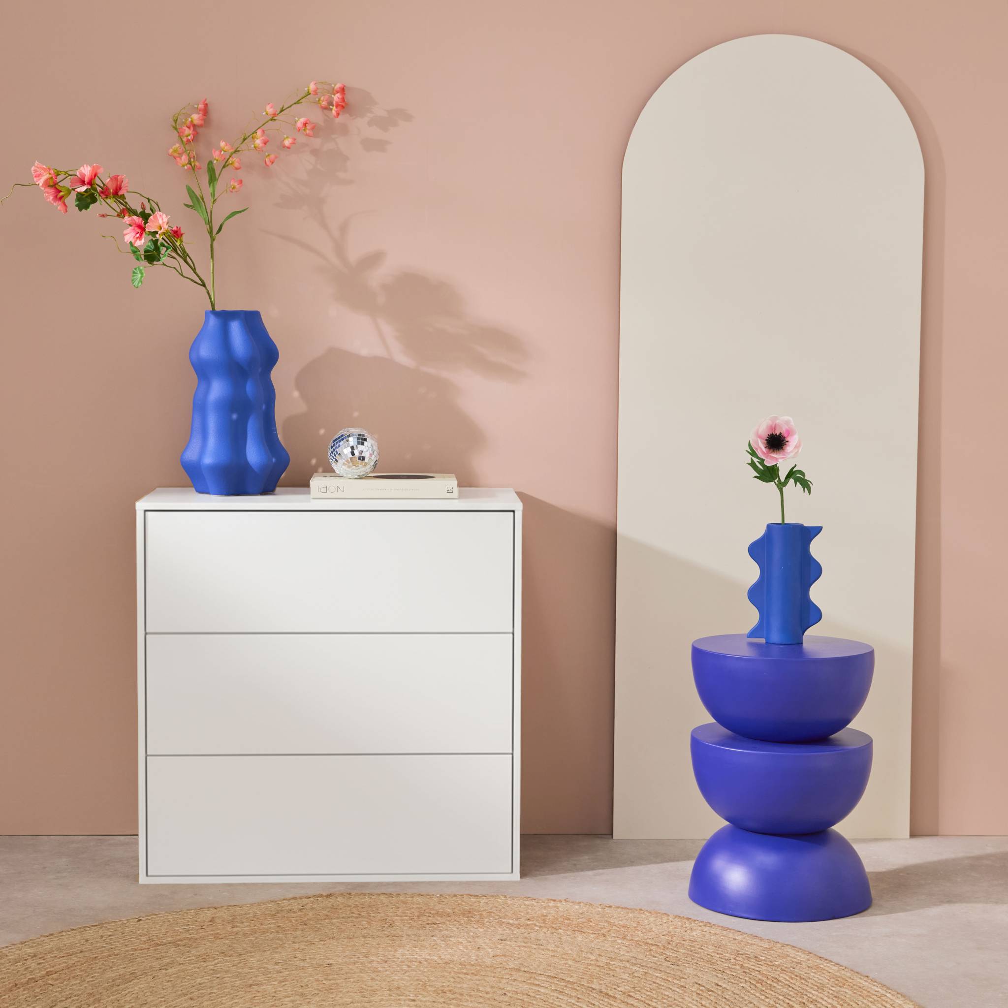Commode. module de rangement décor bois blanc 3 tiroirs - Kompo - 3