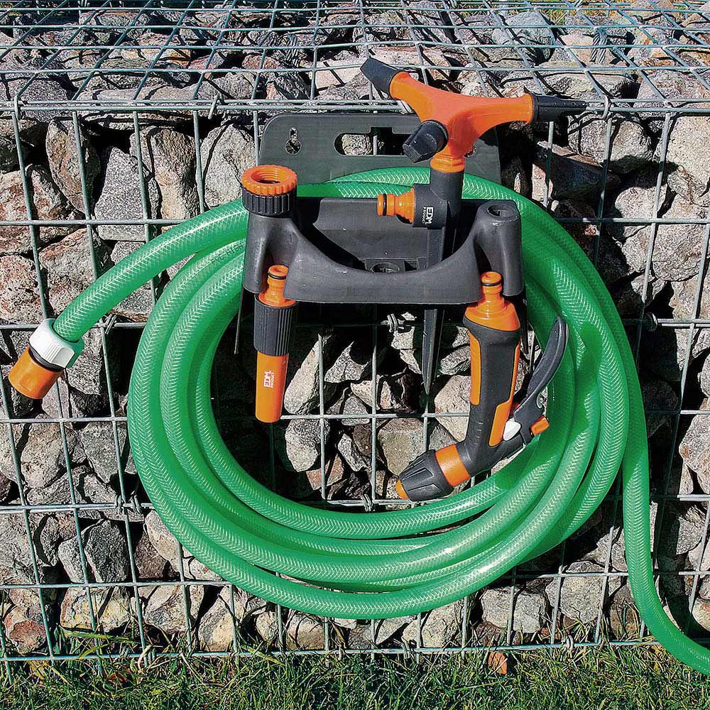 Porta Tubo Da Giardino MEEQUE - Metallico, Da Parete, Nero