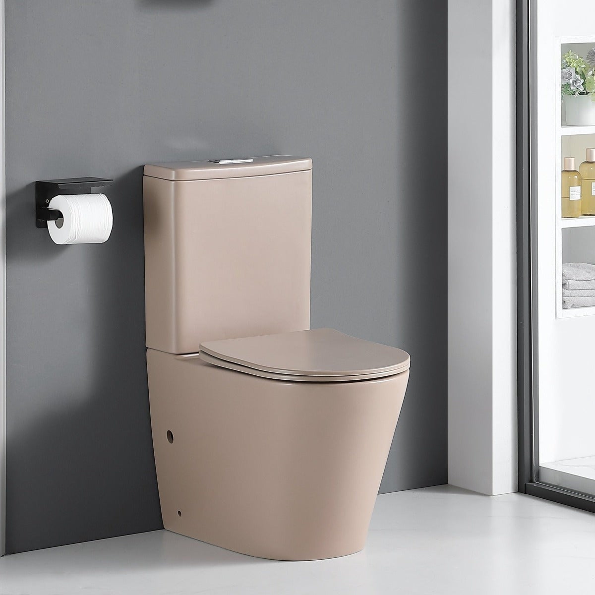 Toilette WC à poser CIPOLI en céramique beige mat