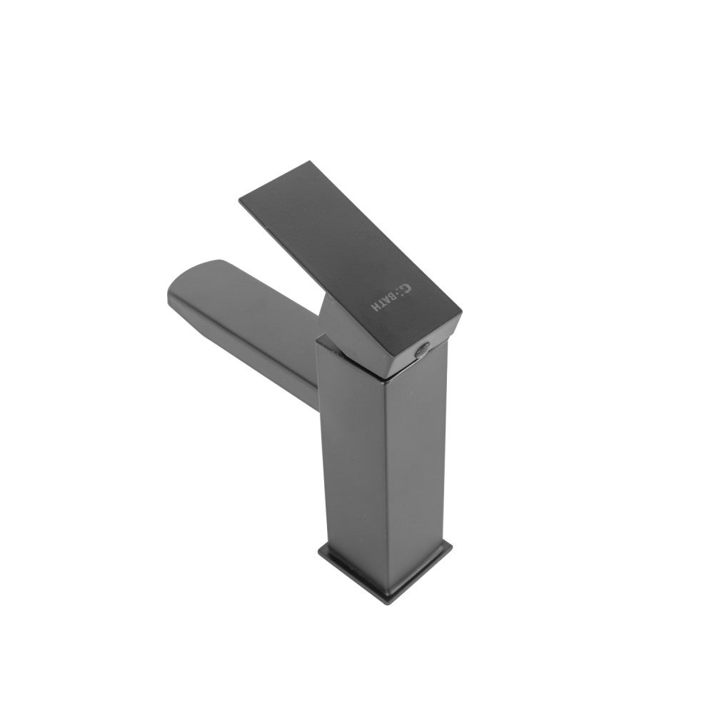 Grifo Lavabo Latón/Zinc, Negro, Agua Caliente-Fría, Latiguillos, Caño Bajo, Monomando [QLI-FA-4311] - 3