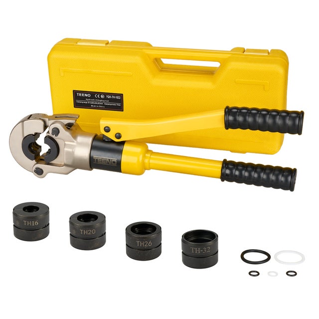 TEENO Pince à sertir multi-couches jaune 100kN pour raccords : TH16, 20, 26, 32