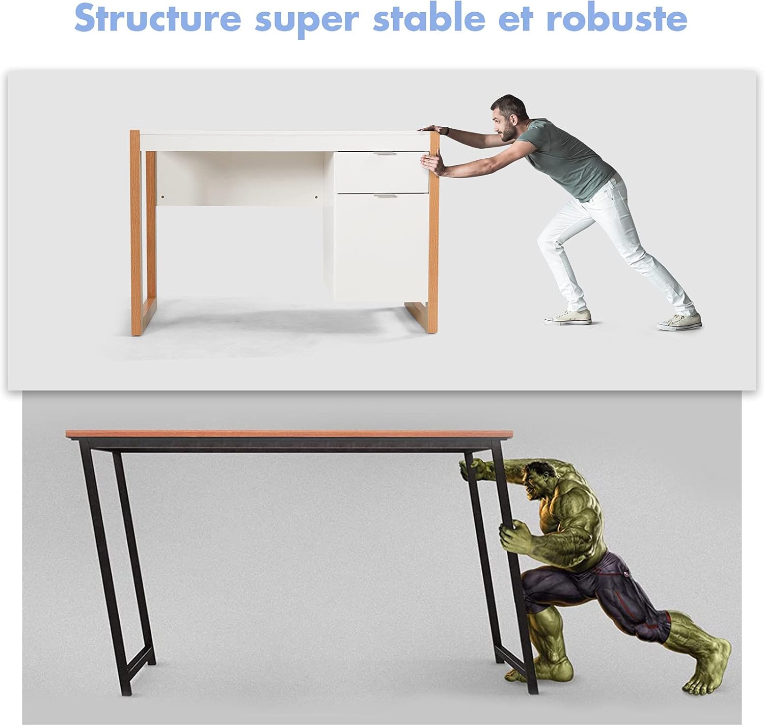 Bureau avec Rangement 2 Tirors, 112,5 x 50 x 75 cm, Petit Bureau Blanc Moderne pour Enfant , Gain de Place, pour Chambre, Petit Espace, Charge 95kg - 8