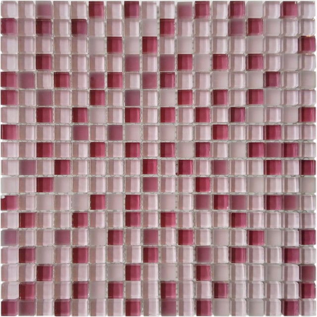 Mosaïque sur maille de verre rose pour salle de bain et cuisine. Epaisseur 8 mm. 1MQ