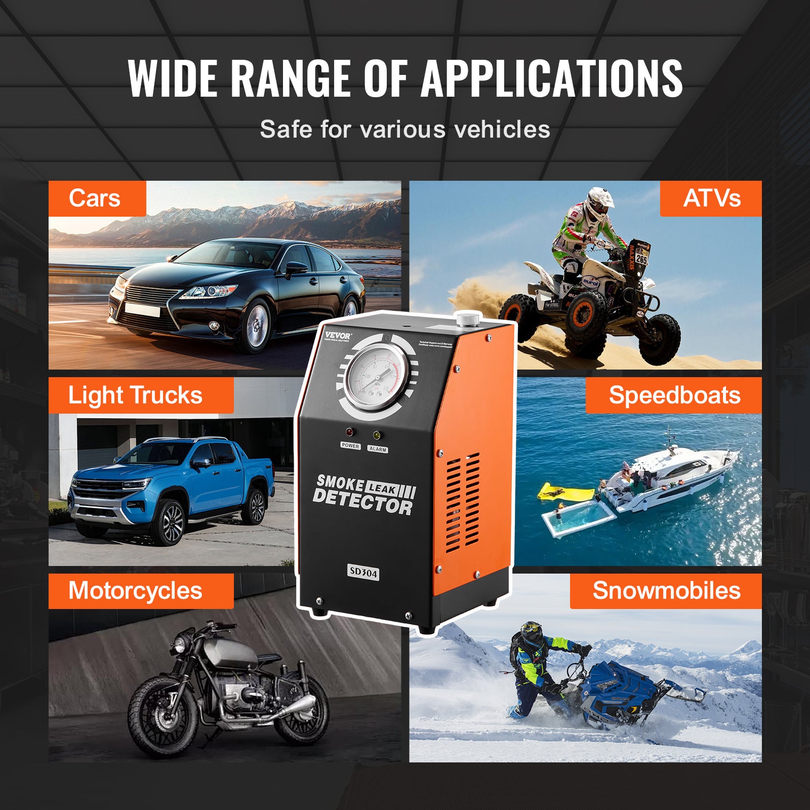 Détecteur de fuite VEVOR de carburant 2 Modes, pompe à air et manomètre intégrés, testeur de fuite de tuyau de système d'échappement de voiture - 6