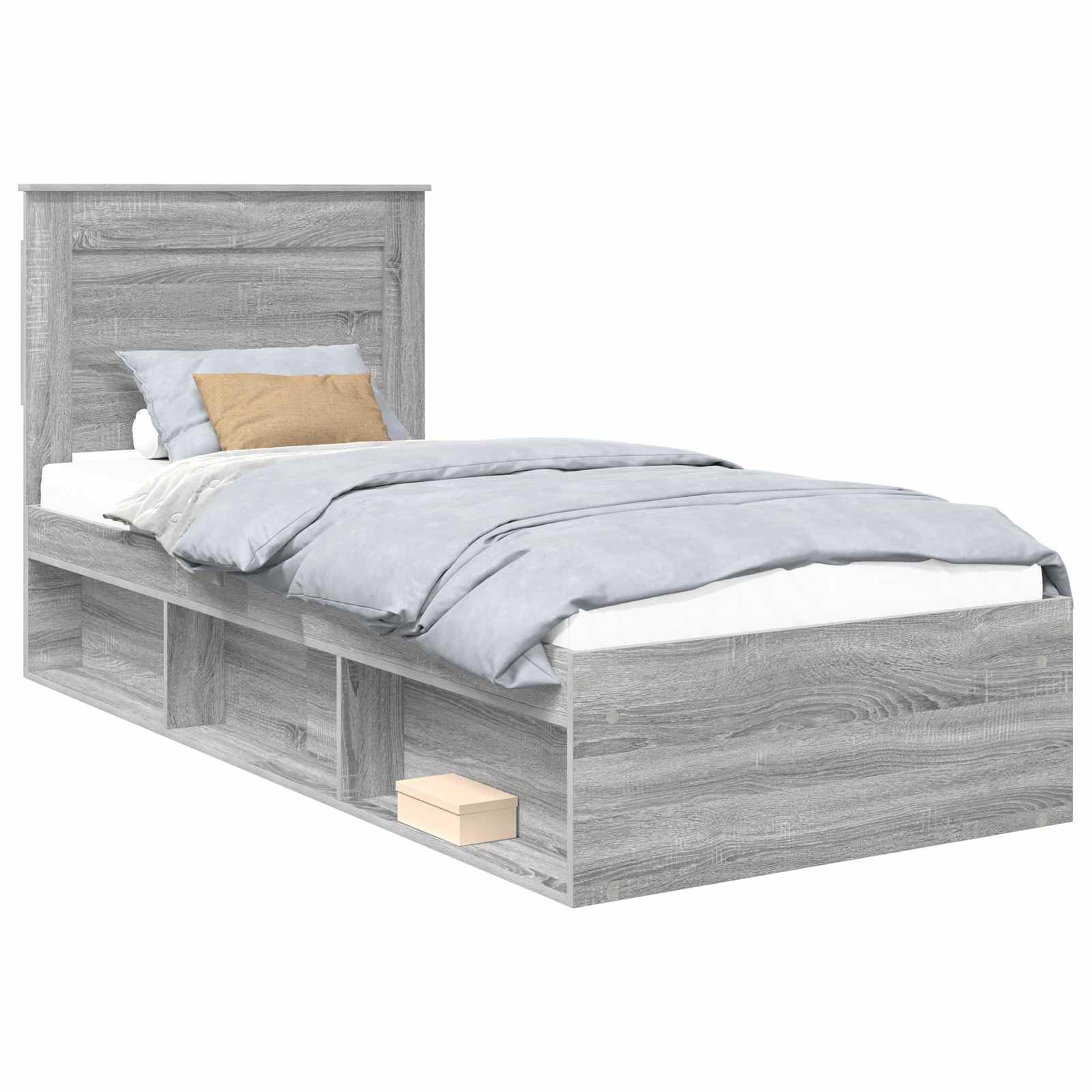 Cadre de lit avec tiroir Gris 75 x 190 cm Pin massif - 2