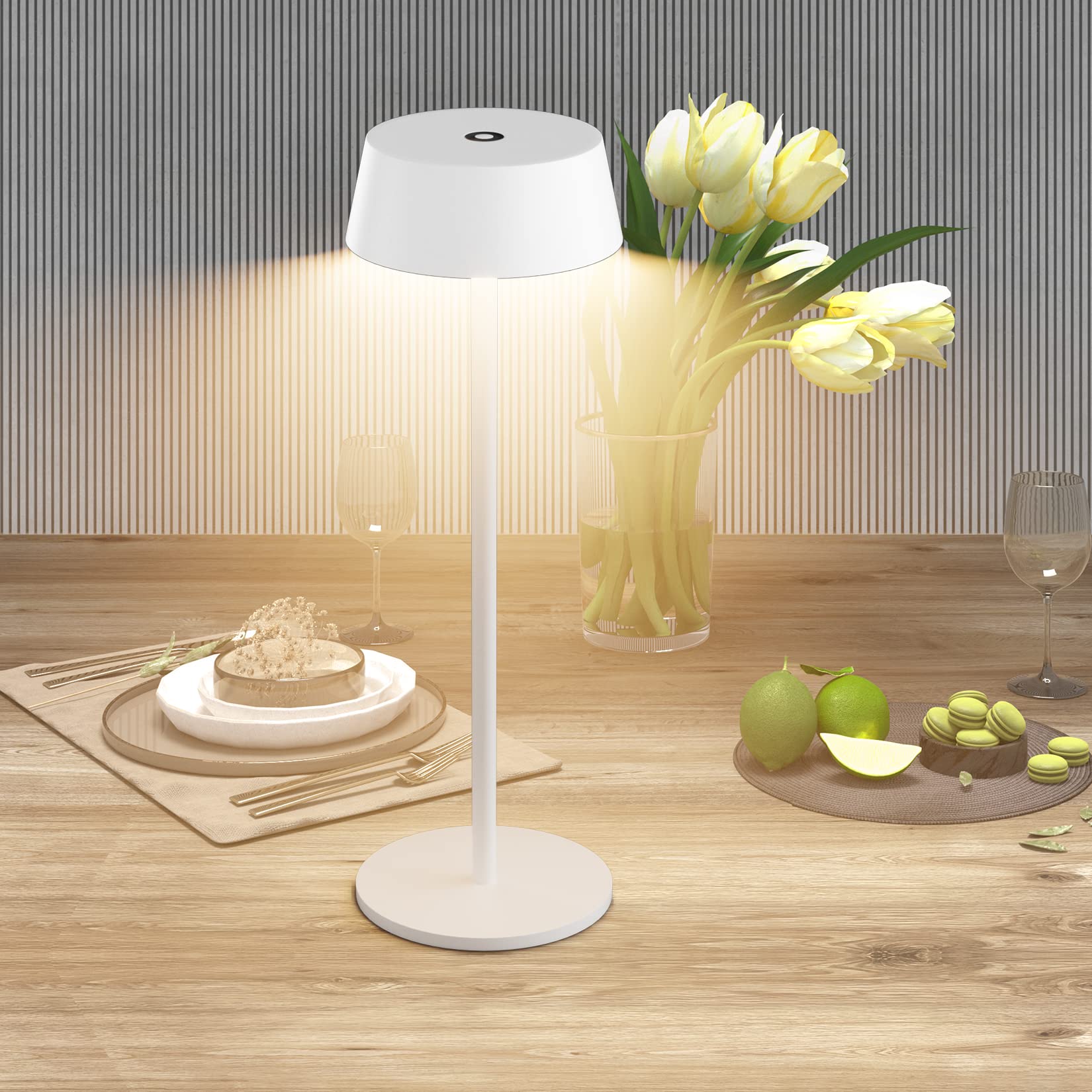 ZMH Lampe De Table LED Sans Fil à Batterie Solaire, Lampe De Chevet Tactile Moderne A Intensite Variable Pour Salon Jardim 95866586