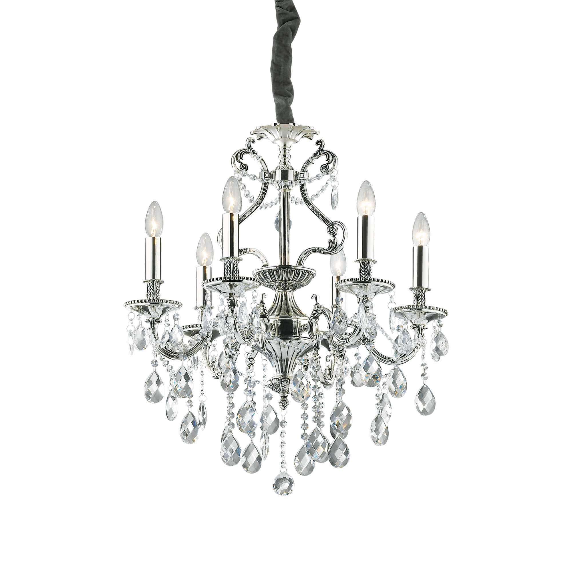 Ideal Lux  Suspension Argentée En Cristal Gioconda 6 Ampoules , Leroy Merlin