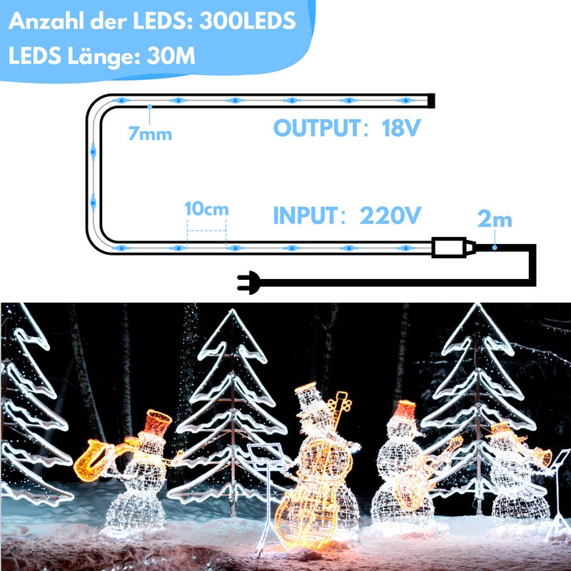 Guirlande Tube lumineux LED 30m - 8 jeux de lumière -LED Tuyau Bande IP65,Blanc Froid - 2