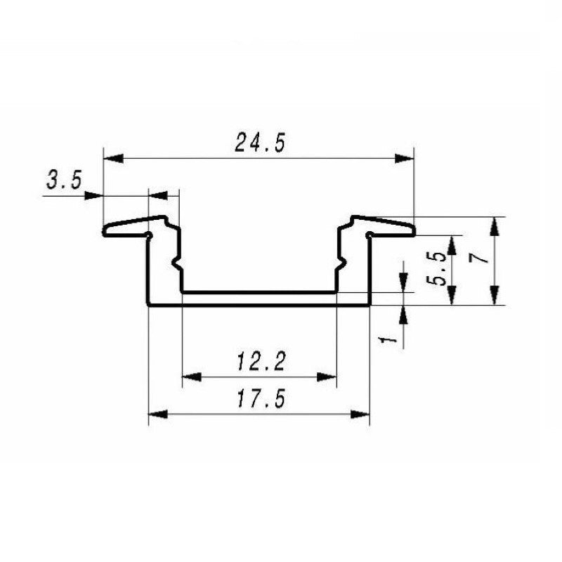 Profilé Aluminium encastré 1m pour Ruban LED Couvercle Blanc Opaque - SILAMP - 2