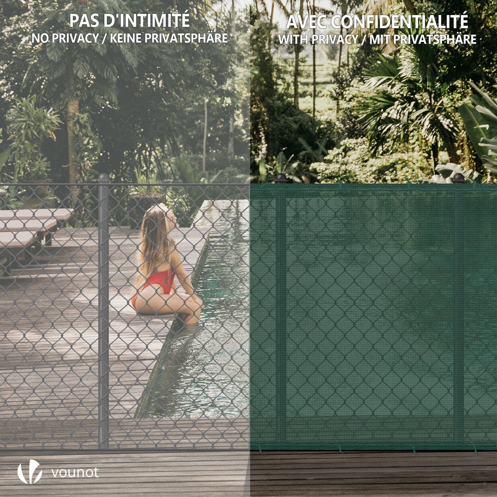 Brise vue occultant en HDPE 90g/m² 1x10m avec attaches de fixation vert VOUNOT® - 6