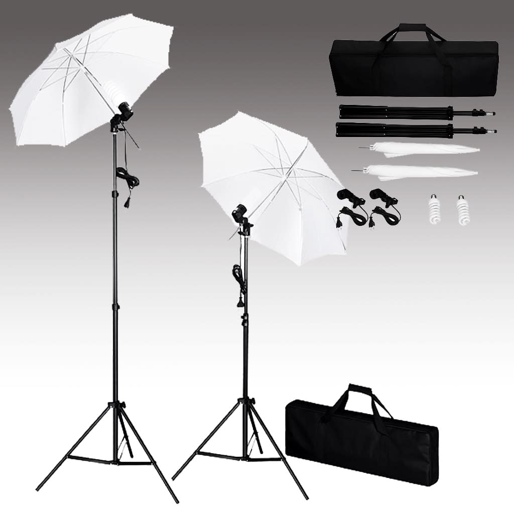 Kit de studio photo avec toile de fond lampes et parapluies CFW65137 Kit de studio photo avec toile de fond lampes et parapluies CFW65137
