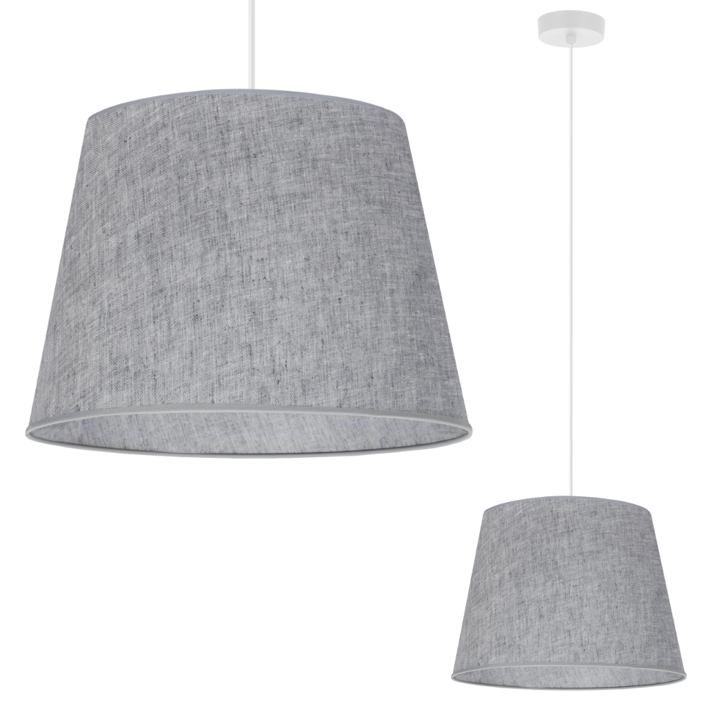 Lampa sufitowa wisząca Len L04 biała boho 1xE27 abażur stożek 38cm szary Light Home LH