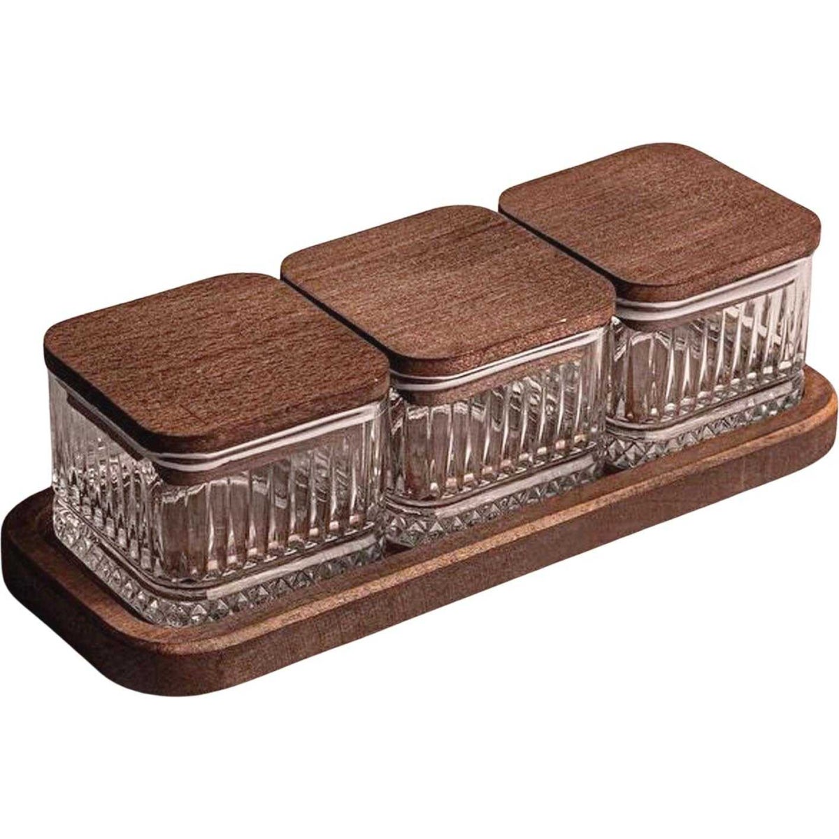 Plateau De Service En Verre 3 Compartiments Avec Couvercle - Pour Collations, Apéritifs, Cuisine - 6