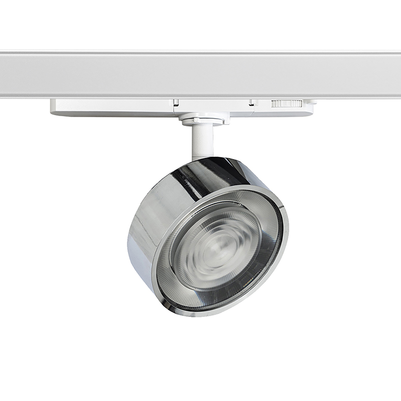 Hole - Spot cu LED-uri trifazate 13W 3000K CRI90 IP20 Optic 38° din aluminiu turnat sub presiune, finisaj alb/crom - Rossini Group