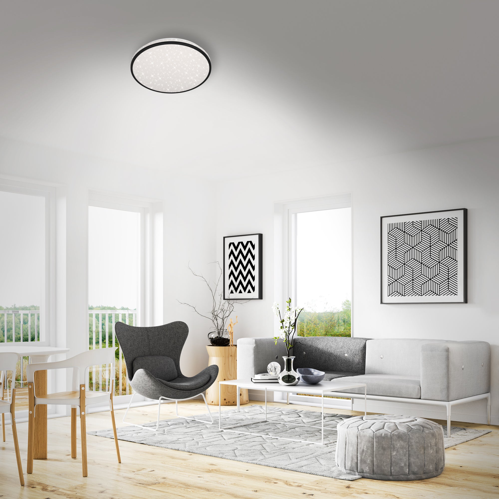 Plafonnier BRILONER LEUCHTEN SKIZO, 24 W, 2600 lm, IP20, noir, plastique, variateur, avec télécommande, CCT, Ø 38 cm - 4