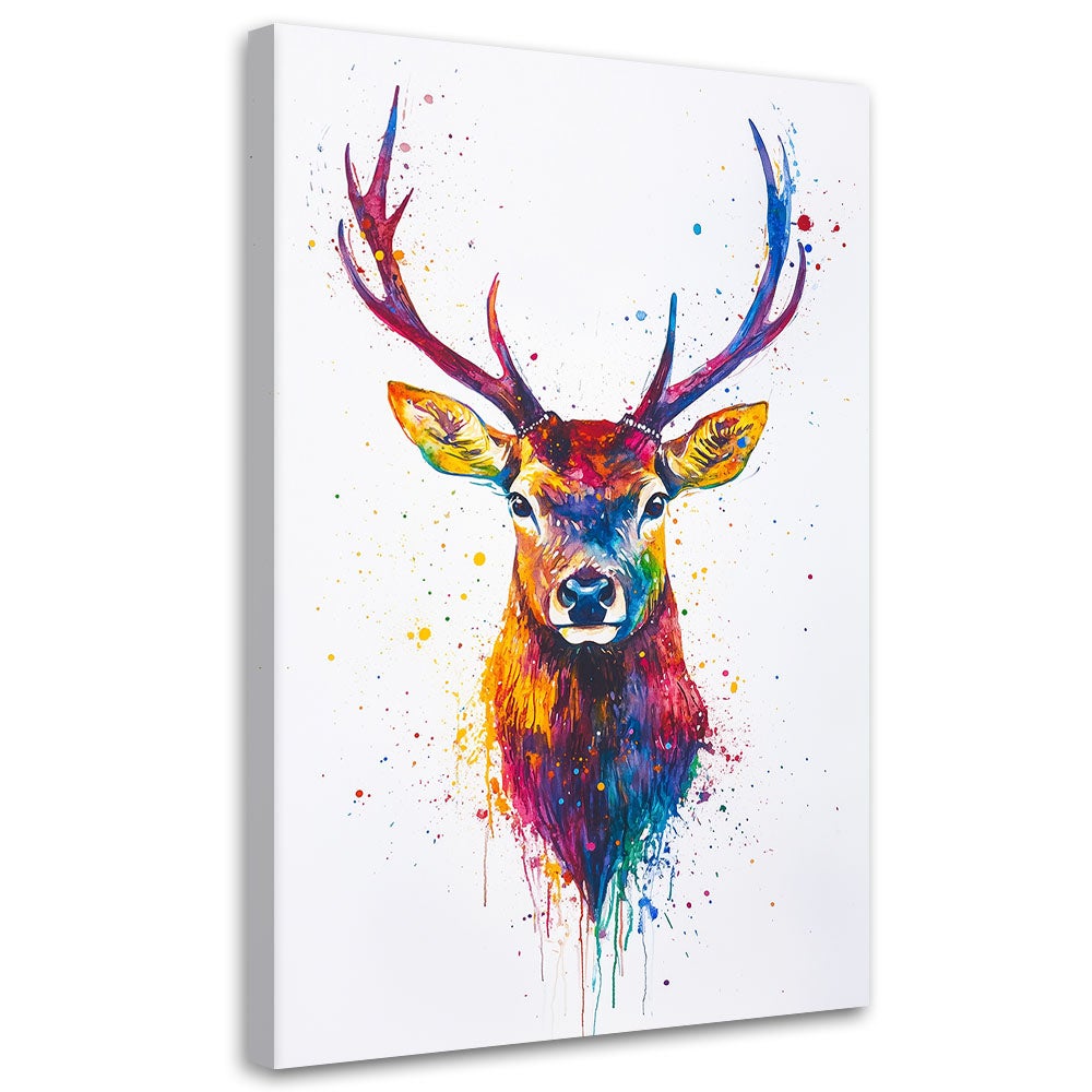 Obraz na płótnie, Kolorowa Głowa Jelenia Zwierzęta 40x60