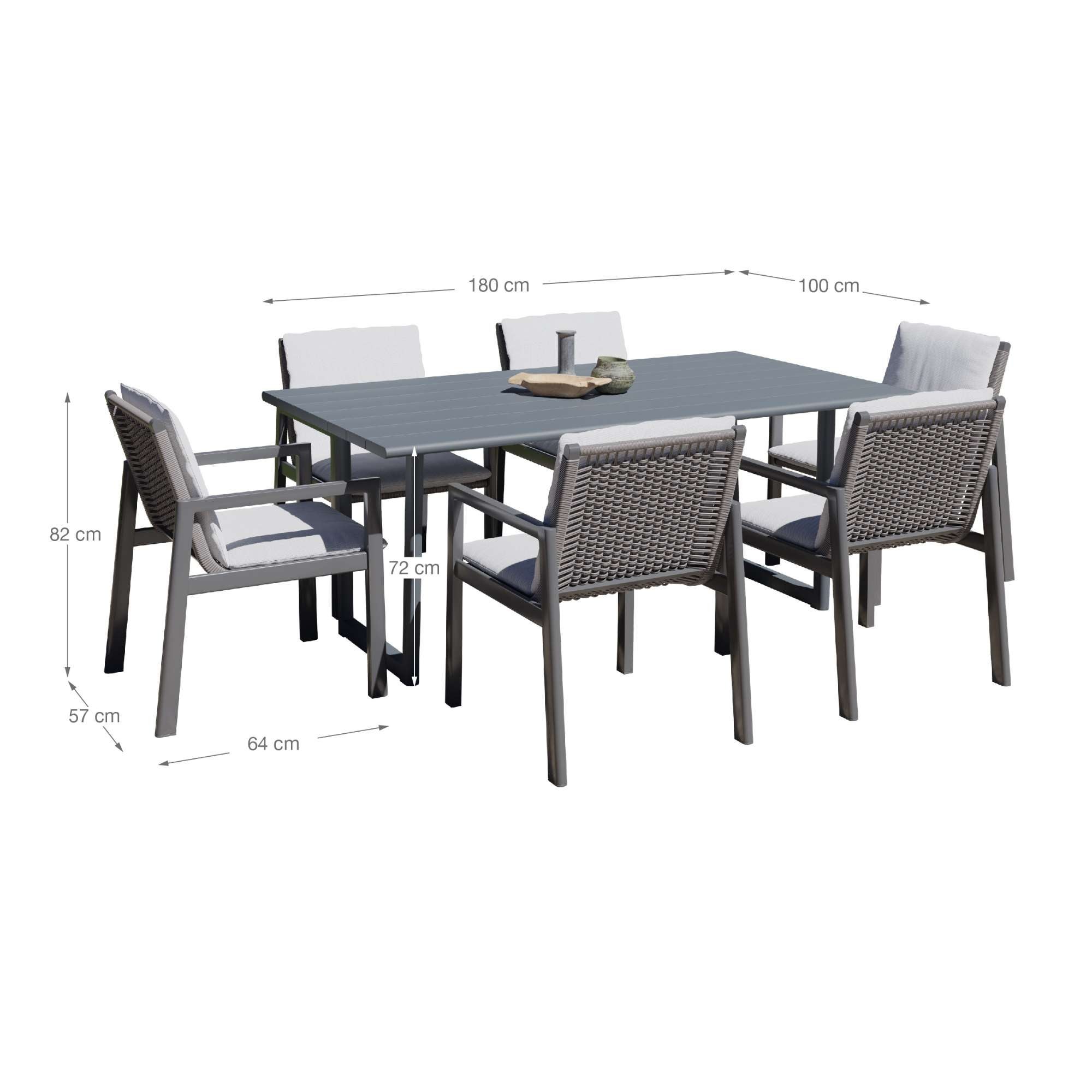 Conjunto de comedor de jardín ONIX 7 piezas en aluminio antracita con mesa y 6 sillas - 5