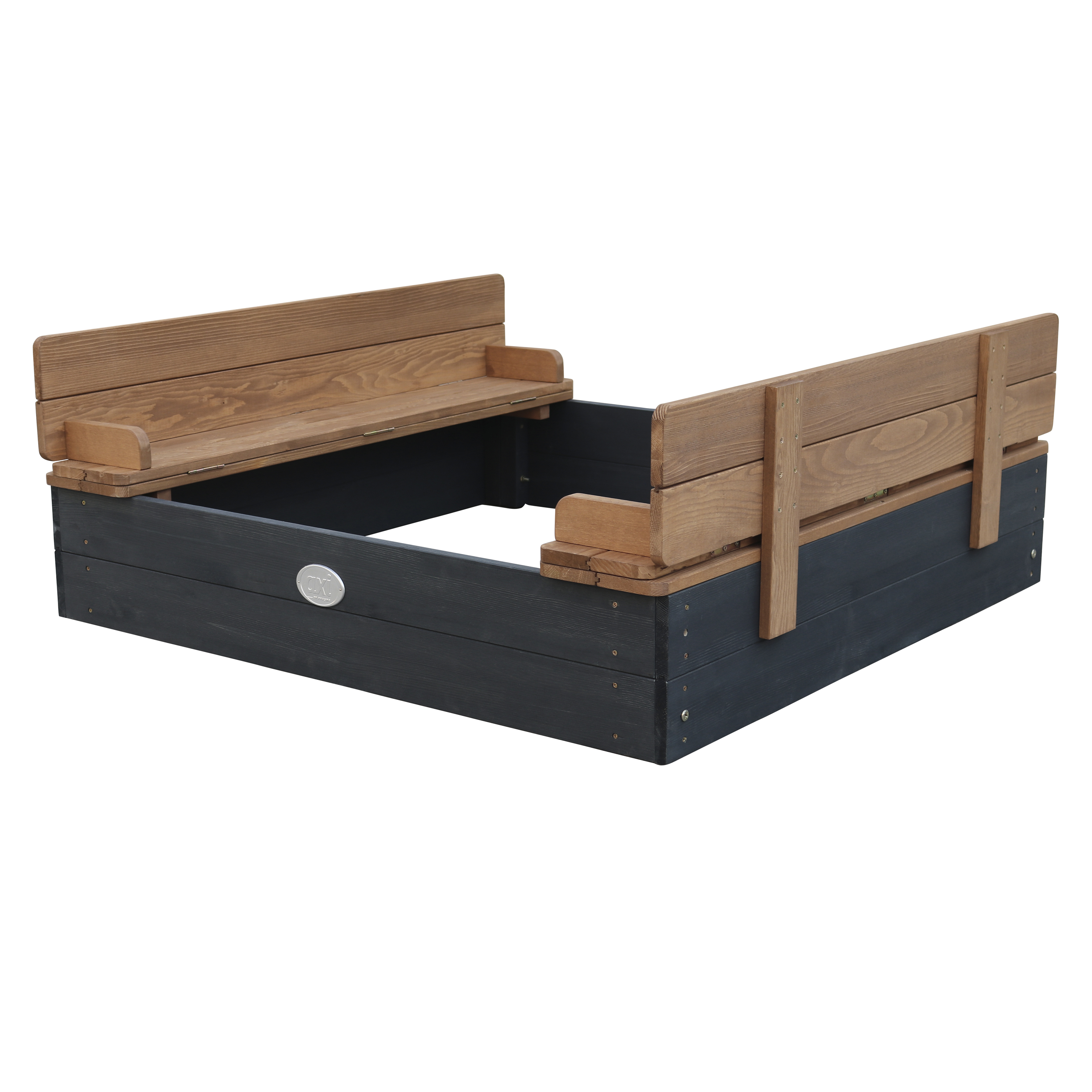 Arenero Madera Con Tapa Y Banco 118x122 Cm - Pino/Abeto, Para Exterior, Jardín